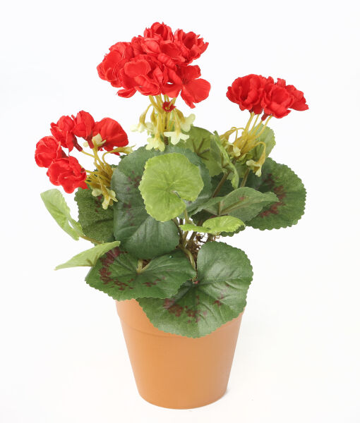 Artificial 24cm Red Zonal Geranium Plug Plant | Artplants