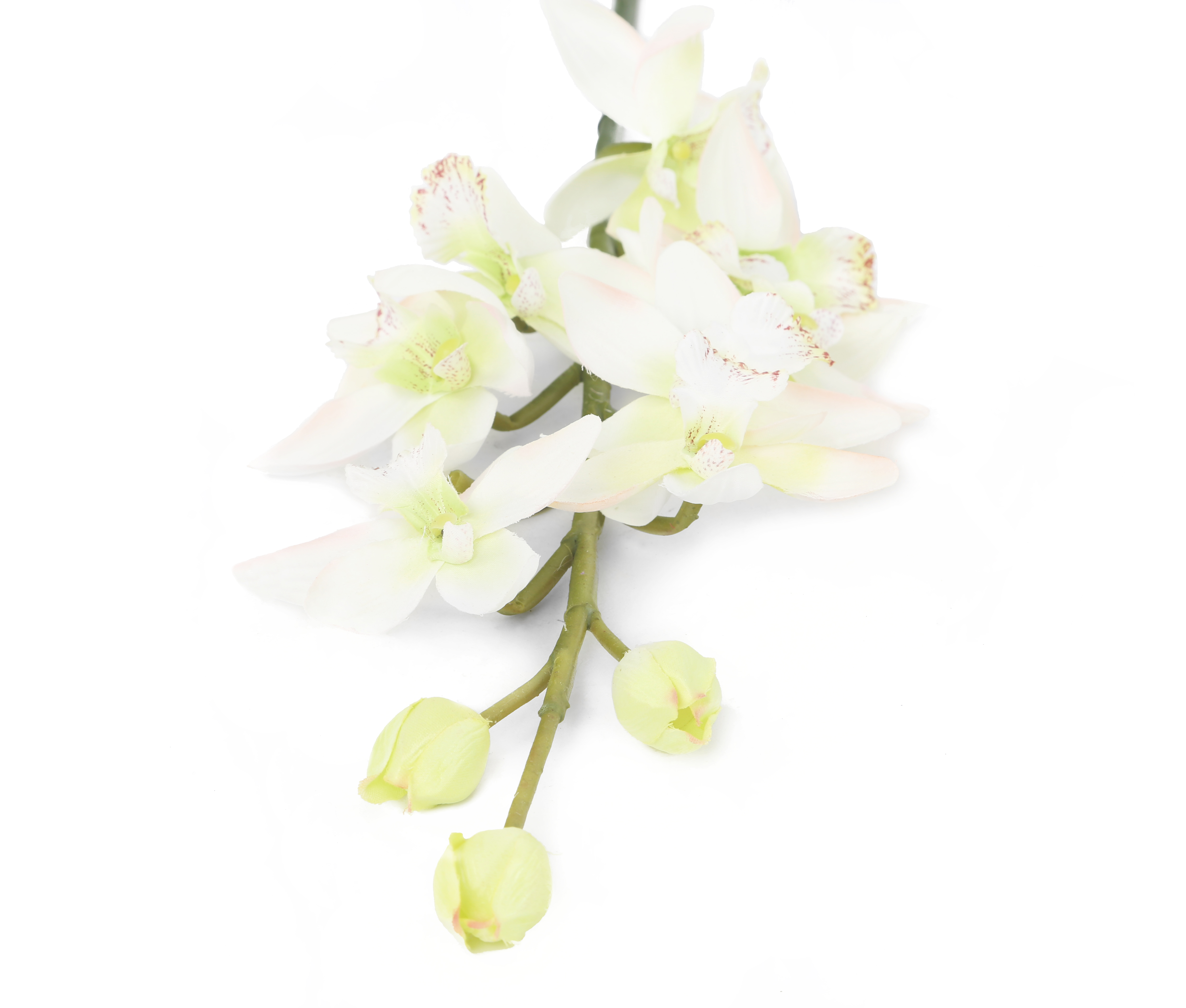 Artificial 84cm Single Stem White and Green Cymbidium Orchid | Artplants