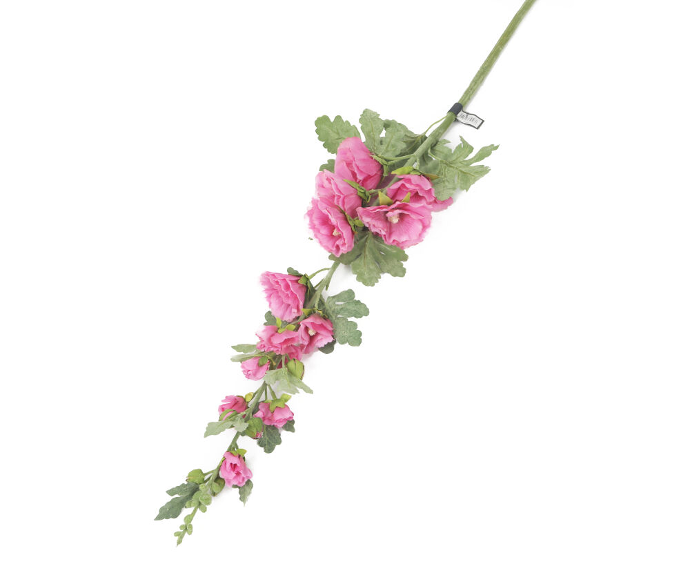 Artificial 118cm Single Stem Pink Hollyhock | Artplants