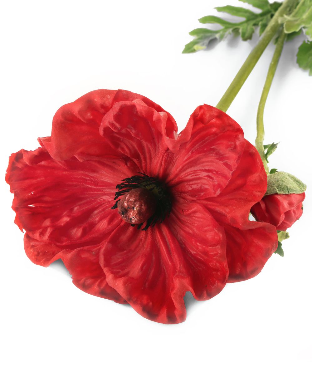 Artificial 74cm Single Stem Real Touch Red Poppy Artplants