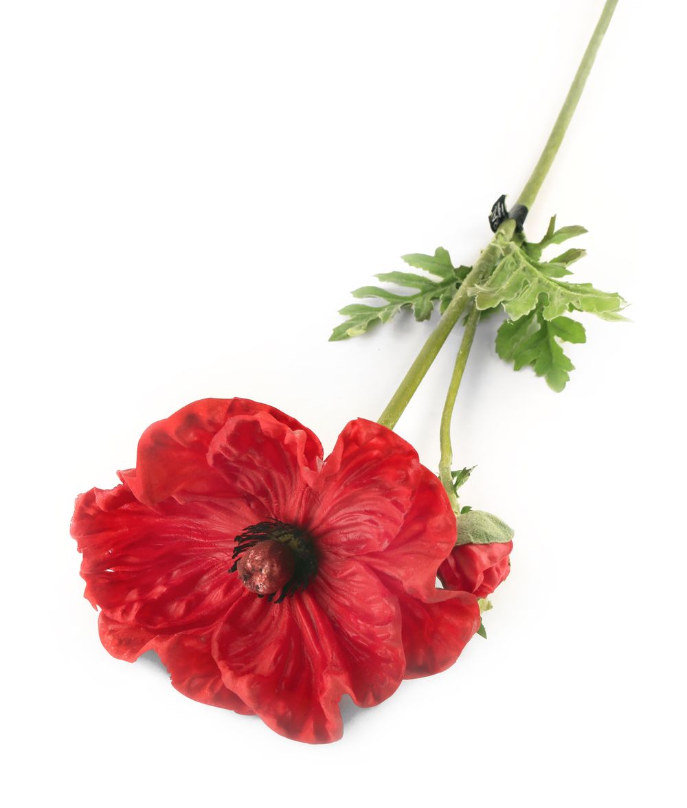 Artificial 74cm Single Stem Real Touch Red Poppy Artplants