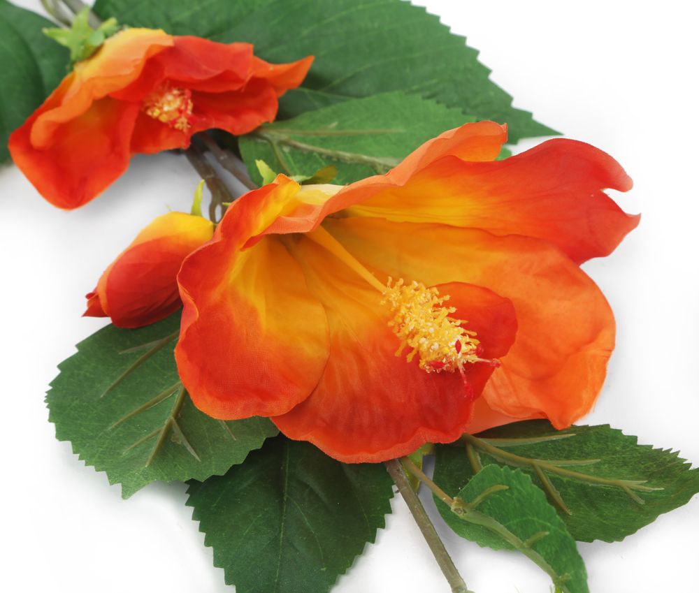 Artificial 92cm Single Stem Orange Hibiscus Artplants