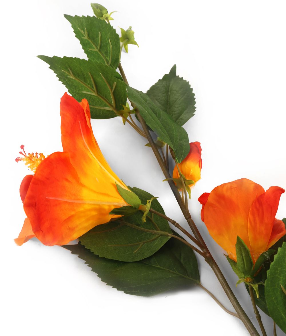 Artificial 92cm Single Stem Orange Hibiscus Artplants